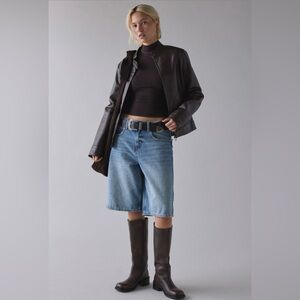 Faux Leather Oversized Moto Jacket